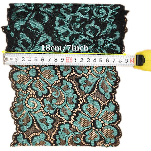 10 meter mjuk blommig stretch spetsband DIY klädtillbehör (ljusgrön) Light green
