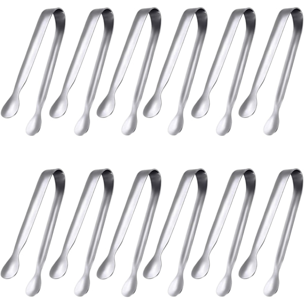 12 st matskvalitet 304 rostfritt stål kaffesugar kubklämmor (silver) Silver