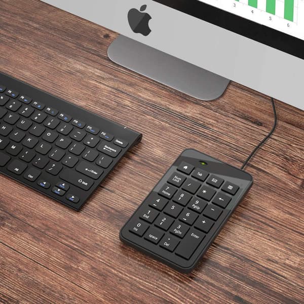 Numerisk tastatur med 23 taster, ultratyndt bærbart USB-tastatur til bærbar computer, stationær computer - sort