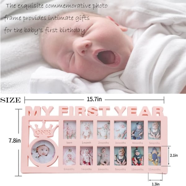 Baby tavelram 12 månaders första födelsedag girland Baby Footprint Kit Minnesak Present (vit) White