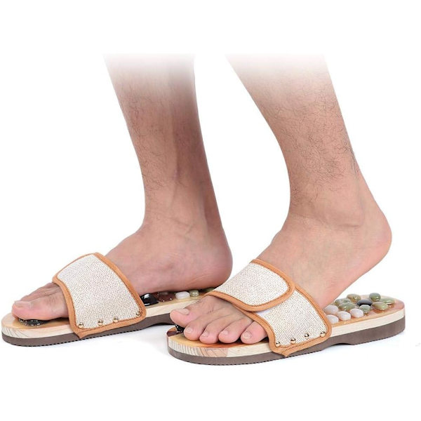 Akupressur fotmassage, reflexologimassage sandaler, tofflor med stenar (storlek: 42) 42