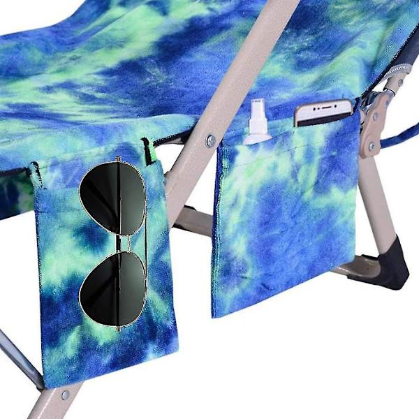 Tie Dye Strandhandduk Recliner Överdrag Recliner Överdrag med Sidoförvaringsficka (blå) blue