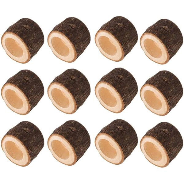 Paket med 12 st trä-värmeljushållare Votivhållare Ljus Stående Ljusstake（6x4.2CM） 6x4.2CM