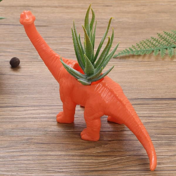 Mini Brachiosaurus Plastikkpotte med dreneringshull Borddekorasjon (oransje) Orange