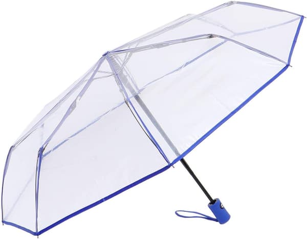 Fuldautomatisk gennemsigtig foldbar paraply (kongeblå) 1 stk. Blue