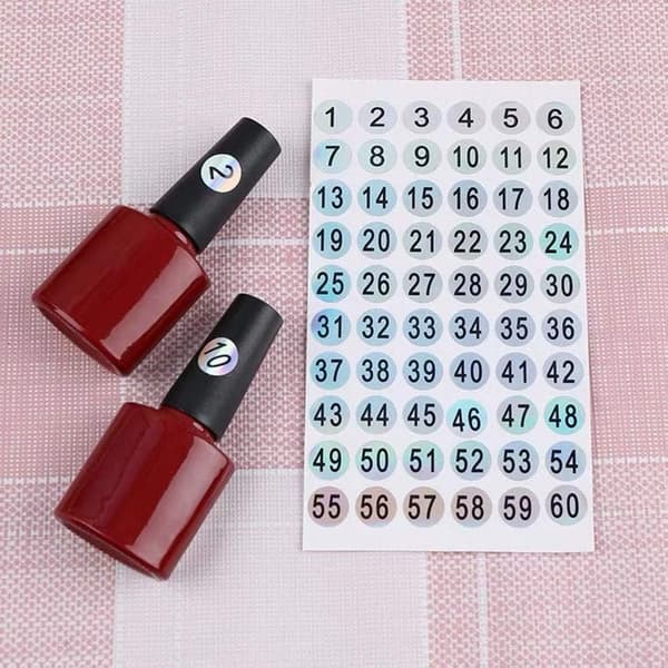 1-60 lasernumerotarrat DIY-askarteluun, värinumerotarrat, 10 kpl