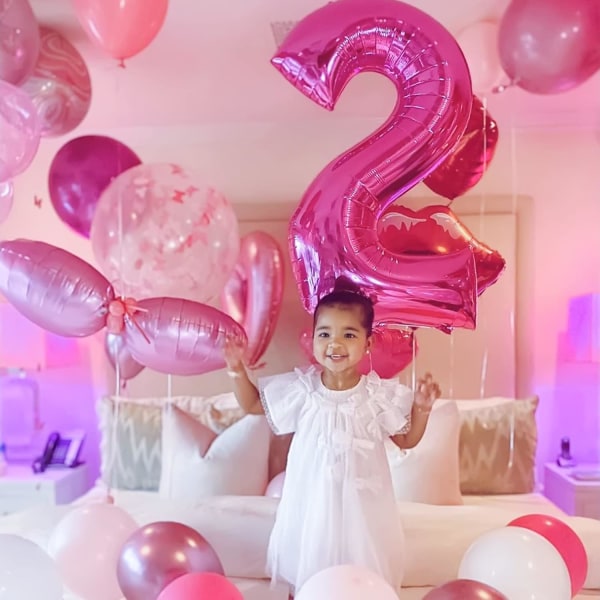 1 st 40 tum stor digital folieballong för födelsedagsfestdekorationer (rosa, 2) pink 2