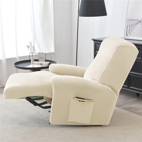 Halkskyddat sofföverdrag med sidoficka, tvättbart möbelskydd (beige) beige