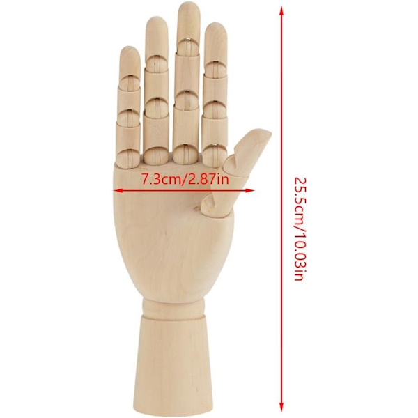 Trähandmodell, Flexibel rörliga fingrar Manikin Handfigur för skissning Ritning (M) m
