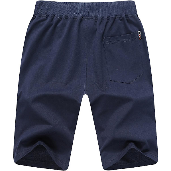 Herrshorts i stickat material, sommarsportshorts, fem shorts, blixtlåsförsedda fickor (blå) M blue m