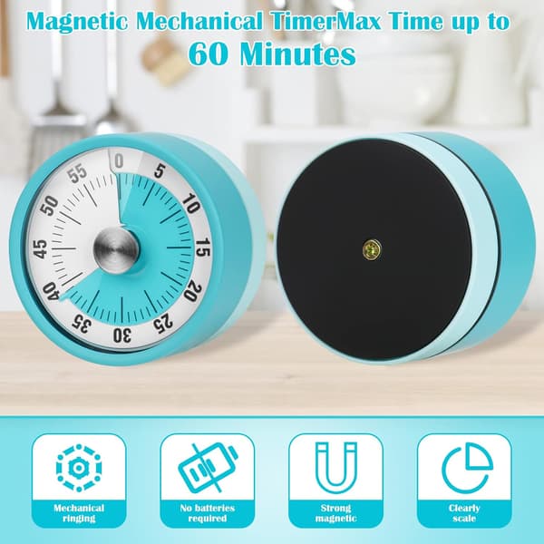 Magnetisk kjøkkentimer, digital visuell timer 60-minutters mekanisk kjøkkentimer