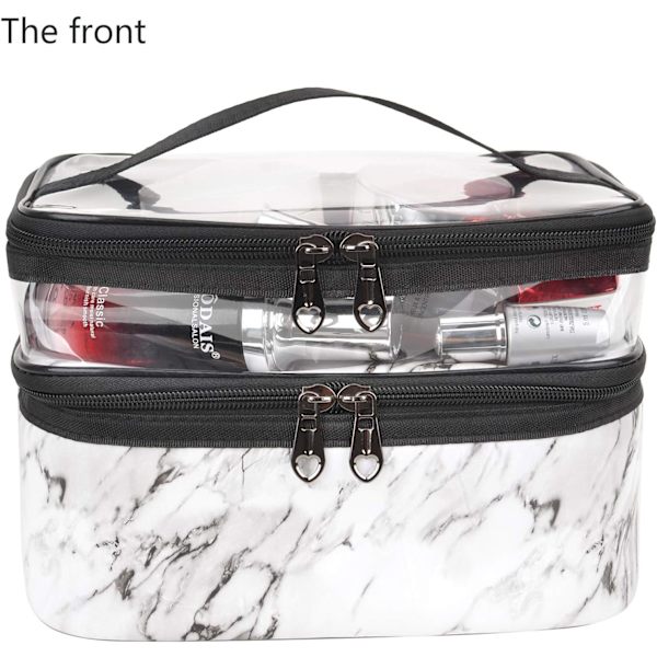 Makeupväskor Dubbla Lager Resekosmetiska Väskor Makeup Organizer Toalettväskor (vit) White