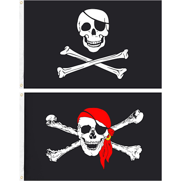 2 stycken piratflagga Jolly Roger skalle Halloween dekoration