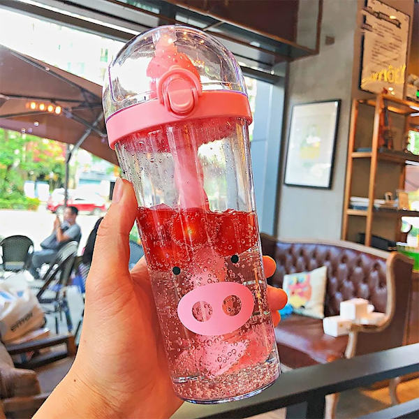 Drickkopp med lock och sugrör, 500 ml blandningskopp, Bubble Tea Cup, Bärbar Milkshake Cup