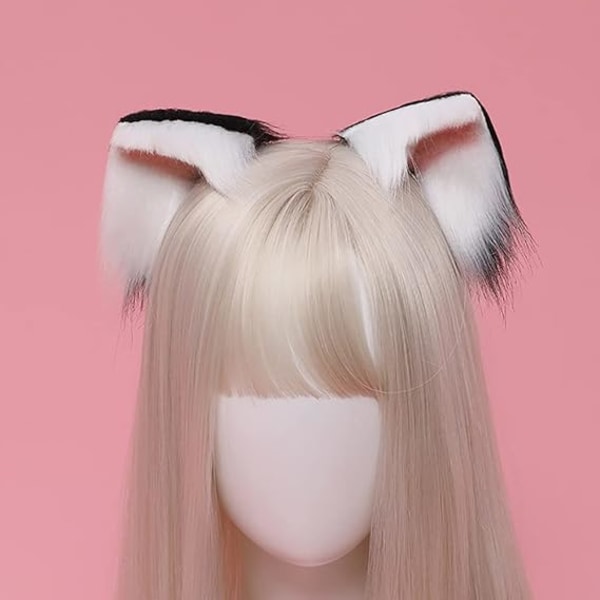 2 st Pälsklädda Katt Räv Öron Hårklämmor Hårnål Anime Lolita Cosplay Hårprydnad Hårtillbehör