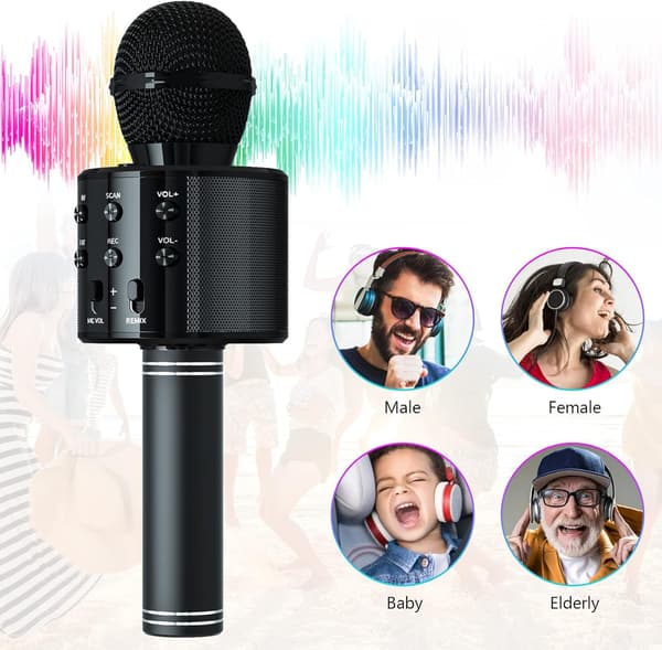 Trådløs Bluetooth karaoke håndholdt mikrofon, hjemme KTV-afspiller med iOS computerunderstøttelse (sort) black