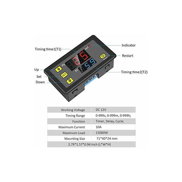 DC 12V 20A Digital Programmerbar Relé Timer Tidssyklus Forsinkelsesbrytermodul