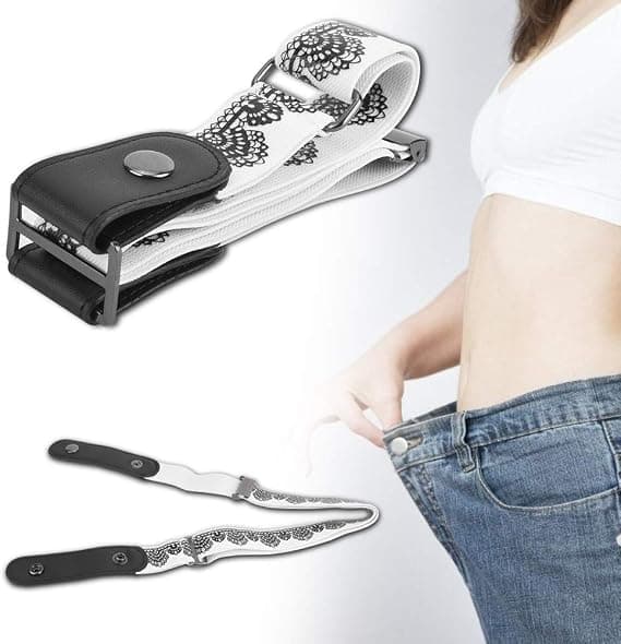 Midjebelte uten spenne, elastisk belte for kvinner/menn, spennefritt elastisk for jeans, bukser, kjoler (stil 2) white