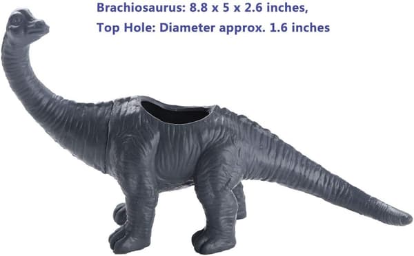 Mini Brachiosaurus Plastikurtepotte Drænhul Vase Borddekoration (Grå) Grey