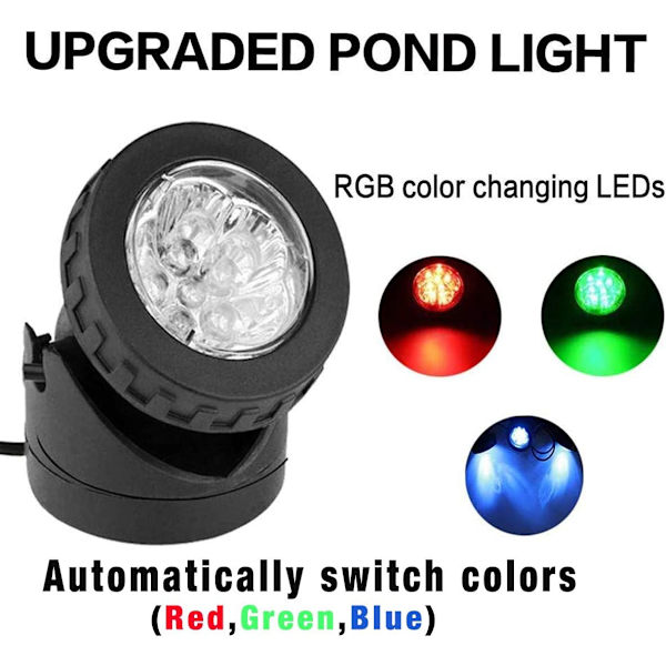 Solcellsstrålkastare IP68 Vattentät Utomhus Landskapsbelysning RGB med 3 Lampor 18 LED