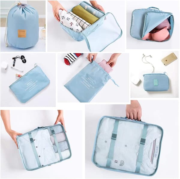 8-delt rejsekube foldbar mulepose-organizer Letvægts bagage-organizer (gul) Beige