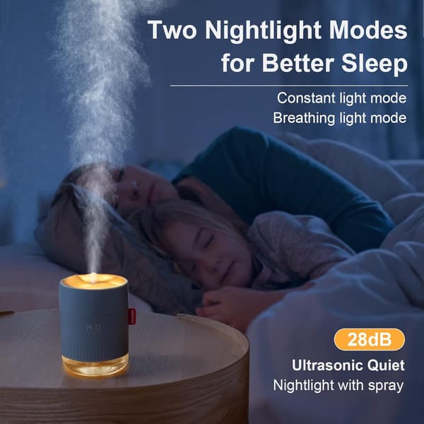 Hem sovrum usb 500ML kall dimma luftfuktare med nattlampa (Blå) blue