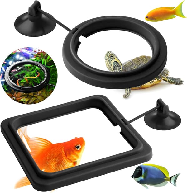 Fiskefodringsring, 2 stk. akvariefisk skildpadde tank tilbehør Foderfoder Cirkel (sort)