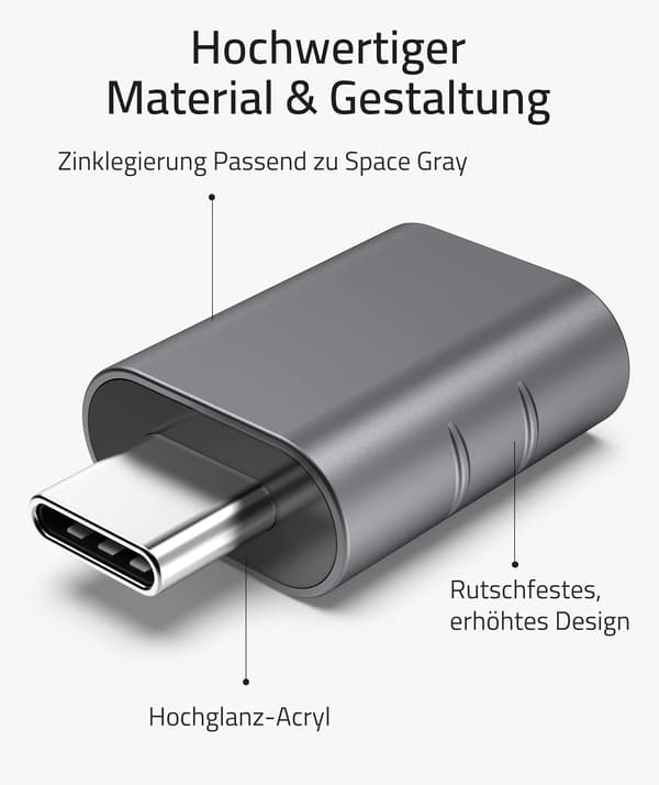 USB C -sovitin USB 3.0 10Gbps OTG-sovittimeen tiedonsiirtoon ja lataukseen (2 kpl) black