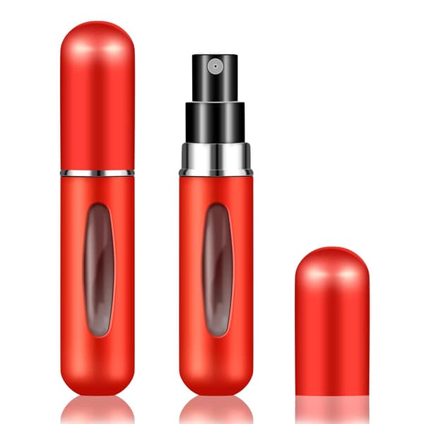 2 stk. påfyllbare parfymeatomizerflasker, bærbare mini separate parfymeflasker, reise- og utfluktspraybokser dispensere 5 ml/0,2 oz (rød) Red