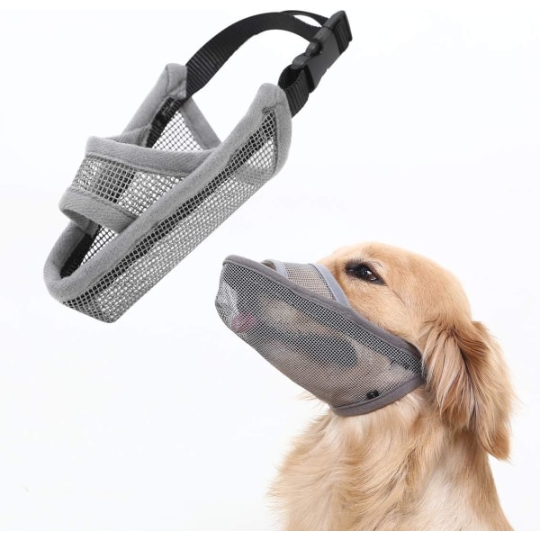 Nylon hundmunkorg för små medelstora hundar, mesh som andas (S, grå) s