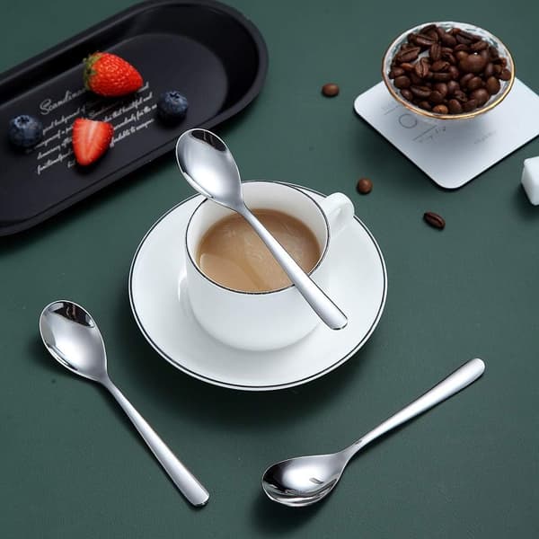 5,5 tommer mini kaffeske i rustfrit stål køkkenbestik 12 stk (sølv) Silver