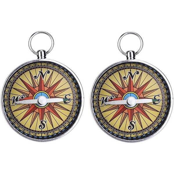 2 st kompasser, mini ficka bärbar vintage navigationskompass, födelsedag julklappar