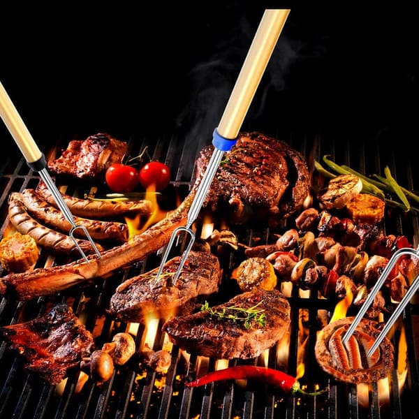 Grillspyd, grillpinner, utvidbare til 32 tommer