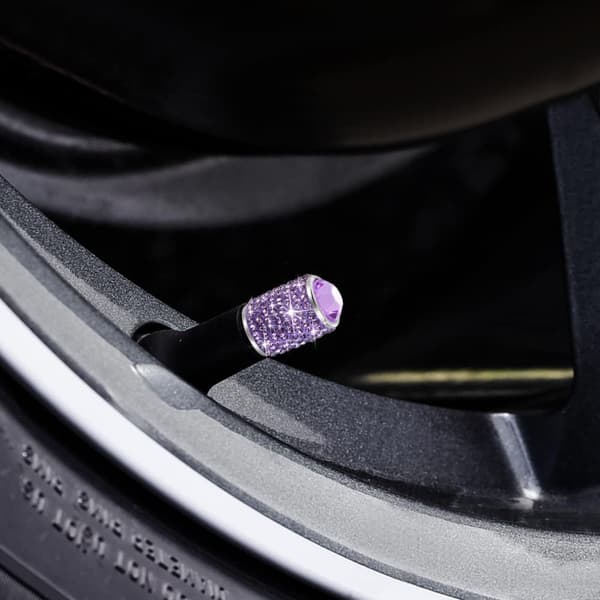 Dækventilhætte i aluminiumslegering Manuel dækventilhætte med rhinsten (lilla) 4 stk. purple