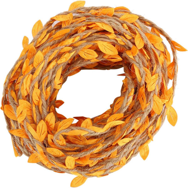 10 m Jutesnöre dekorerad med konstgjord foliegirlang, Canvas Twine Packaging, Rustik rottinggirlang（gul） orange