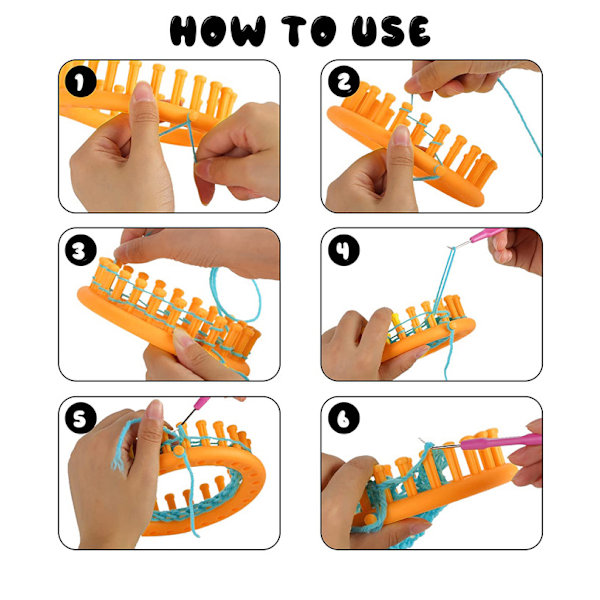 Stickningsringar Set, 4 Stickramar med Instruktioner, Stickset för Nybörjare