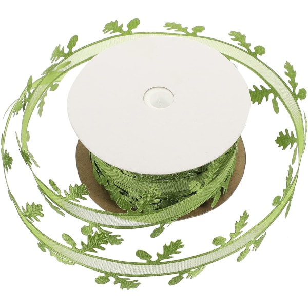 Polyesterband Rull grönt lövband Artificiellt löv dekorativt band för gör-det-själv Presentpapper 1 rulle grön Green