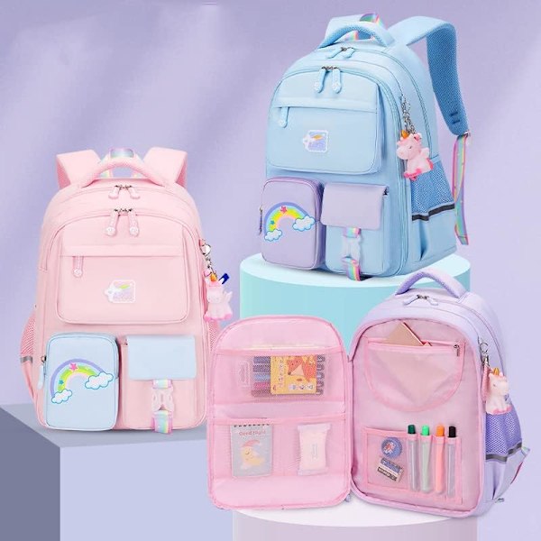 Lswrlixa Barn Ryggsäck Unicorn Bokväska för Flickor Pojkar Vattentät Ryggsäck Utomhus Resväska Rosa Medium Pink