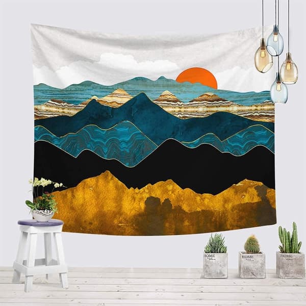 Nature Sunset Landscape Tapestry,Väggbonader Dekor Sovrum Tapestry Decor,78.7x59in