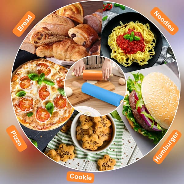 2 stk. silikone kagerulle med non-stick overflade, medium og mini (blå og orange)