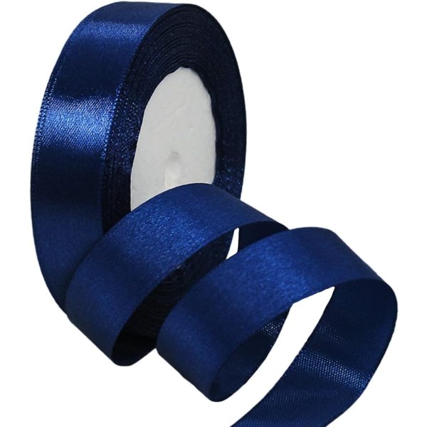 20 mm för presentförpackning, 22,86 M dubbelsidigt satinpolyesterband ballong-mörkblå Dark Blue