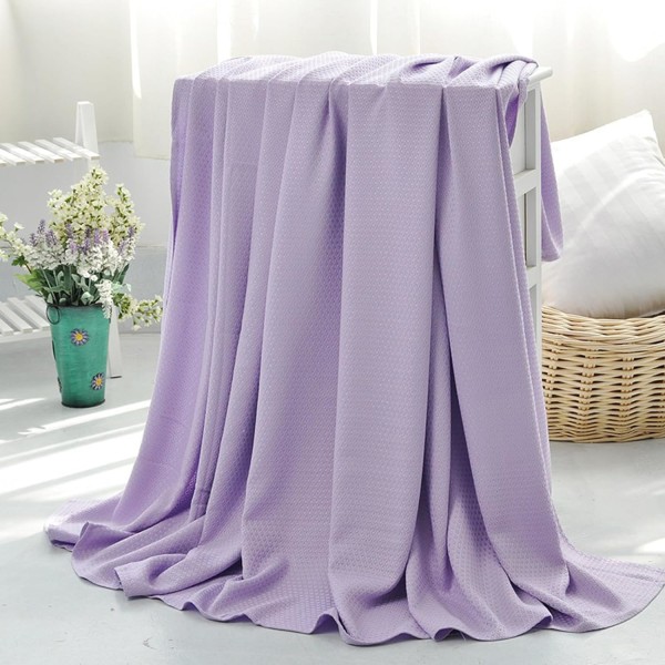 Fibersommarfiltar Dubbelsidig kylfiber Sovmjuk filt för sovrum, 100x150cm, lila Purple