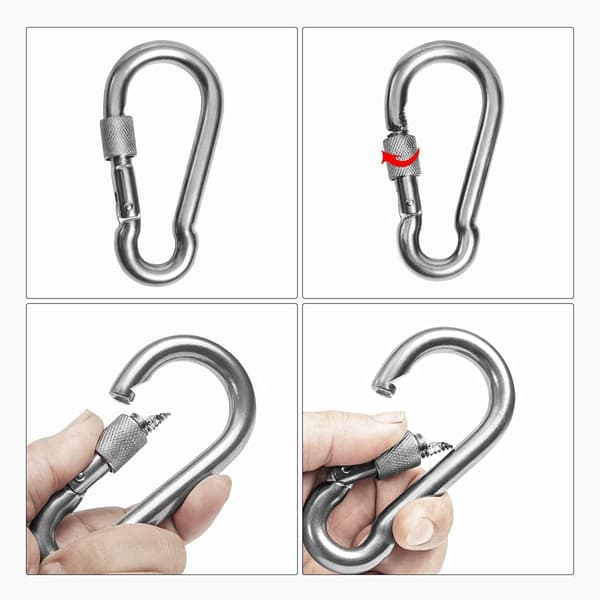M8 2+1 304 Swivel Ring Dubbeländad Öglekrok med 2 st Snäppkrok för Trädsväng