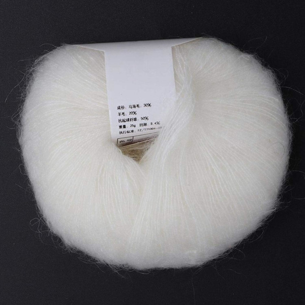 Mjuk Angora Lång Ullgarn Varm med en Virkning Populär för DIY Väva(Vit) White
