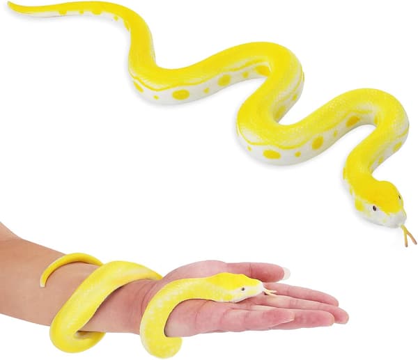 Elastisk gummislange realistisk dyrefigur store regnskovsslanger legetøj til Halloween-dekoration (guld) Gold