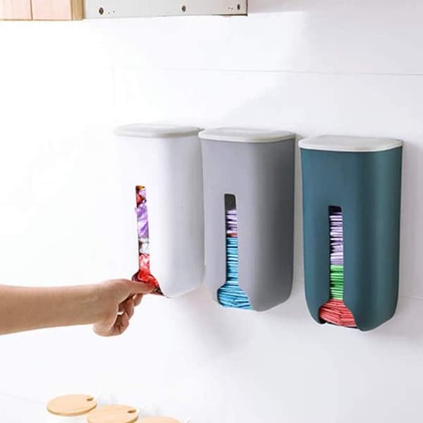 Søppelposeholder Søppelposedispenser Veggmontert Selvklebende Hengende Boks Hvit