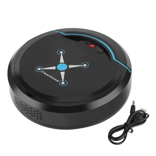 Automatisk robotdammsugare USB-laddningsbar sopmaskin hushållsintelligent rengörare hushållssugrobotrengörare 22,8 cm (svart) Black