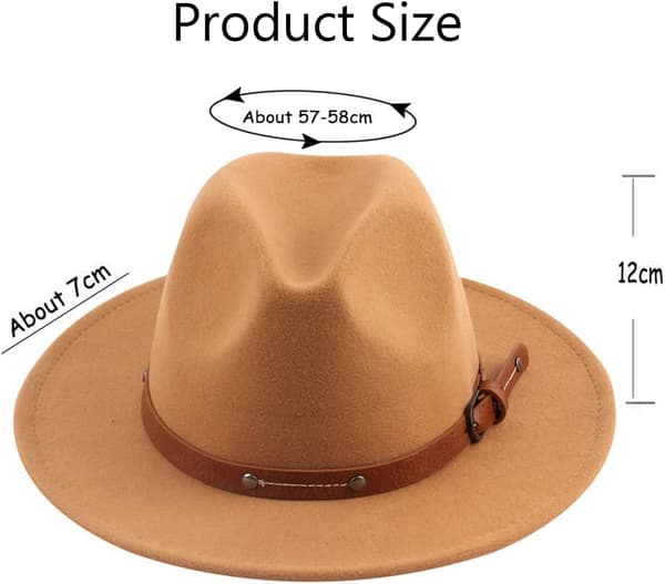 Filt Fedora Hatt Bredbremmet Floppy Panama Hatt Høst Vinter Jazz Hatt (Khaki)
