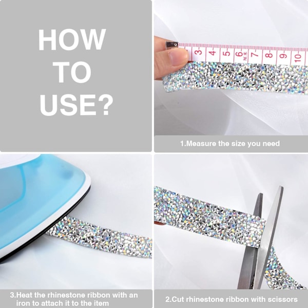 Kristall Rhinestone Band Självhäftande 3 Yards Diamant Rhinestone Band Bling Band Rullar Bandning Bälte Wrap, 3 Rullar i 3 Storlekar colorful