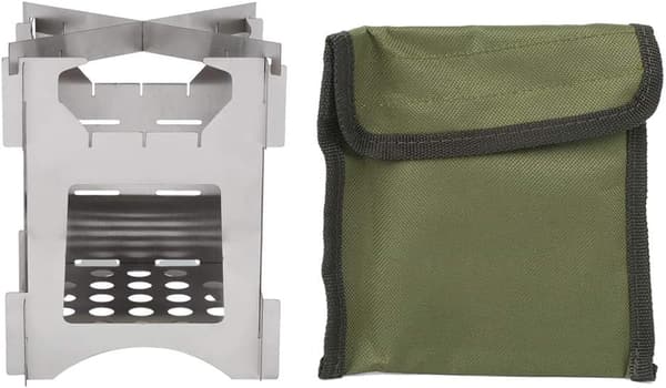 Bærbar brændeovn, sammenklappelig mini-komfur i rustfrit stål til udendørs camping og backpacking